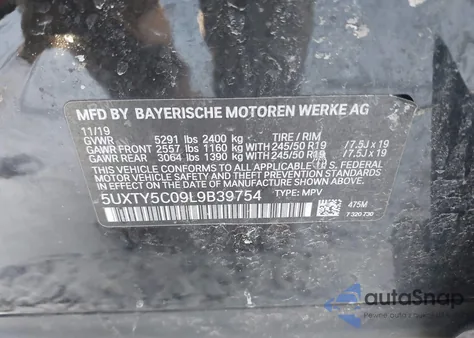 2020 BMW X3 xDrive30I from USA, damaged, VIN 5UXTY5C09L9B39754